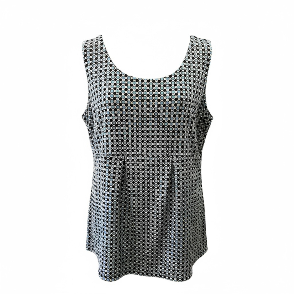 Lands' End Women’s Top Blouse L Blue White Polka Dot